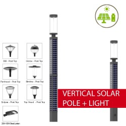 Solar Vertical Pole Mounted PV Panel - Square Pole Solar c/w 25W/50W LED Street Light Post Top & Lithium LiFePO4 Battery Solar Vertical Pole Mounted PV Panel - Square Pole Solar c/w 25W/50W LED Street Light Post Top & Lithium LiFePO4 Battery