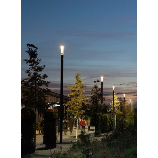 Solar Vertical Pole Mounted PV Panel - Square Pole Solar c/w 25W/50W LED Street Light Post Top & Lithium LiFePO4 Battery