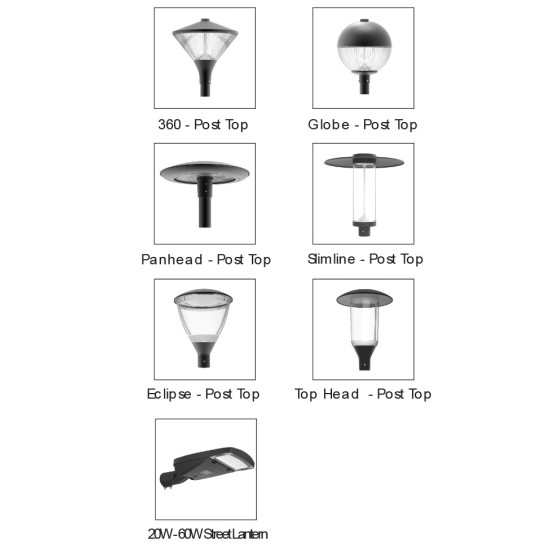 Solar Vertical Pole Mounted PV Panel - Square Pole Solar c/w 25W/50W LED Street Light Post Top & Lithium LiFePO4 Battery