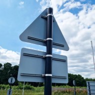 Steel Post for Signs / Signage (Sign Post), Lighting, CCTV Column - 76mm Round Pole - Galvanised / Black Powder Coated - 1m / 2m / 3m  - Sign Post
