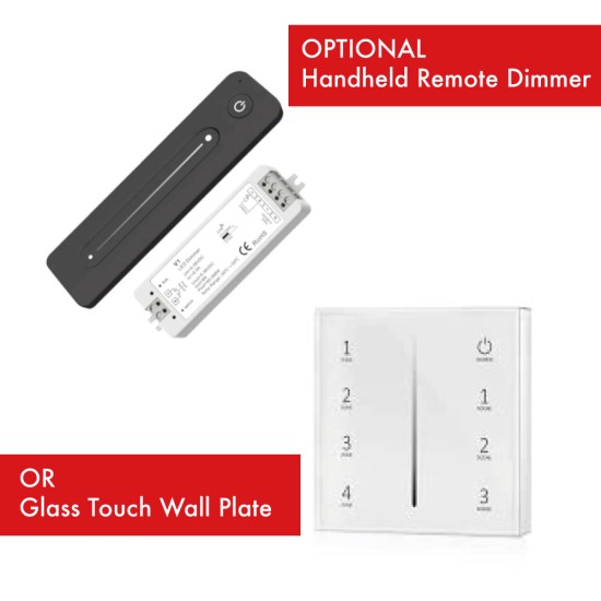 LED Skirting Board Perimeter Strip Kit - LED Profile Strip Complete Kit - Includes LED Strip Tape, LED Profile, Driver + Optional Remote Dimmer or Wall Plate Dimming Switch, 5m Cable 24V - Single Colour IP21