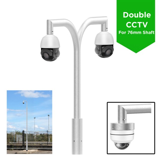 CCTV/PTZ Camera Lamp Post Bracket - Half Swan Neck - Single / Twin for 76mm cctv camera post / lamp post column - Top Mount