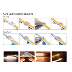 COB LED Strip/Tape Connector - Coupler - 8mm for LED COB Tape COB LED Strip/Tape Connector - Coupler - 8mm for LED COB Tape