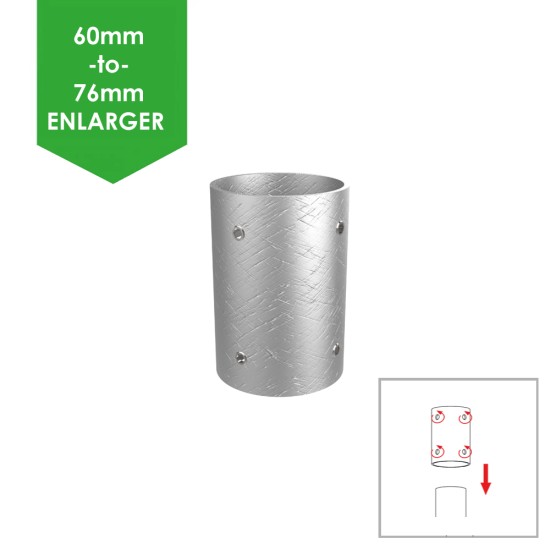 Enlarger/Englarging Spigot Adaptor for Lighting Column / Lamp Post - 60mm column to 76mm 