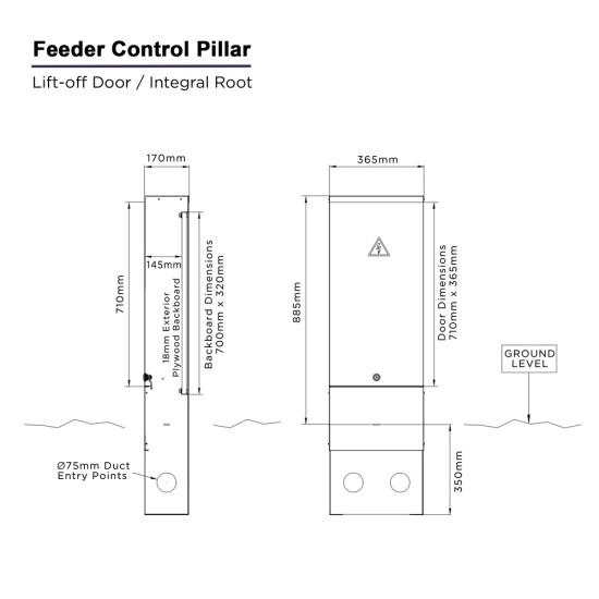 Mini Feeder Pillar Size 3 | Outdoor Electrical Distribution Cabinet - 365mm x 170mm x 1235mm Hot Dipped Galvanised c/w 18mm Plywood Backboard Mini Feeder Pillar Size 3 | Outdoor Electrical Distribution Cabinet - 365mm x 170mm x 1235mm Hot Dipped Galvanised c/w 18mm Plywood Backboard