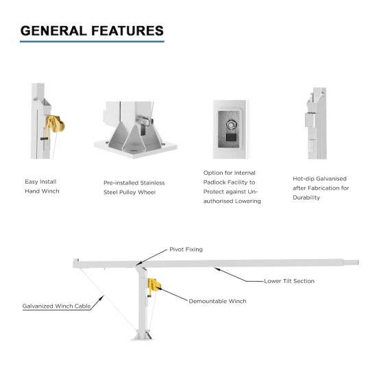 4m Hinged Tilt-Down CCTV Post/Pole - Fold Down Tilt-Down Pivot Square Sectional Mid-Hinged Columns for CCTV Cameras - Flange Base Plated Bolt Down 4m Hinged Tilt-Down CCTV Post/Pole - Fold Down Tilt-Down Pivot Square Sectional Mid-Hinged Columns for CCTV Cameras - Flange Base Plated Bolt Down