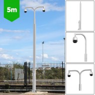 5m Hinged Tilt-Down CCTV Post/Pole - Fold Down Tilt-Down Pivot Square Sectional Mid-Hinged Columns for CCTV Cameras - Flange Base Plated Bolt Down