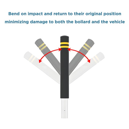Impact Flexible Bollard - Rubber Flex Reboundable Bollard for Car Park, Pathway, Loading Bay etc.  800mm FFL x Ø114mm - Root mounted concrete below ground