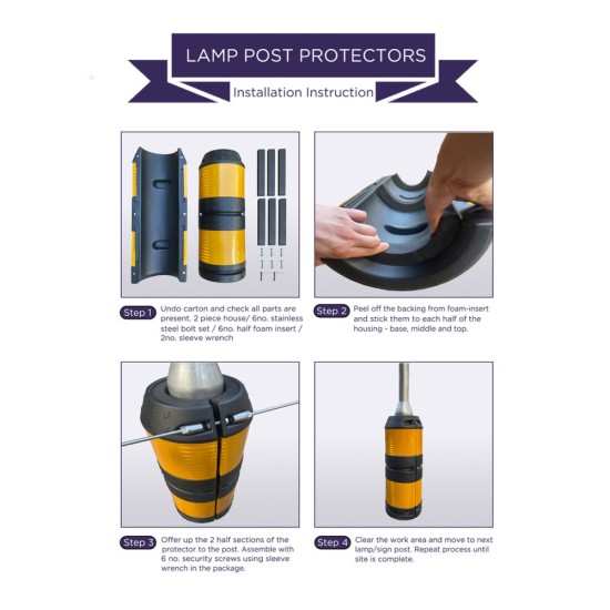 Lamp Post Impact Guard Protector Bumper Barrier - Car Crash Protector for Street / CCTV Lighting Column Posts