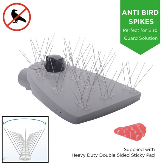 Anti Bird Spike - Pest Stop Deterrent Pigeon No More Bird - Pack of 10 - Anti Bird Metal Spikes for Lighting, lights, street light, lantern, flood light, CCTV camera - Self Adhesive 