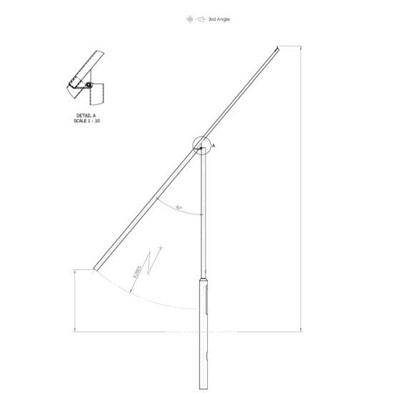 6m Mid-Hinged Lighting Column - Galvanised Street Lamp Post Root Mounted Light Duty