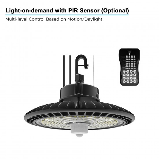 LED High Bay Light c/w PIR Motion Sensor/Detection for extra Energy Savings - Warehouse Industrial UFO Fitting 