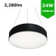 LED Round Surface Mount/Suspended Downlight Ø360mm - 24W (2,280lm) Black Casing