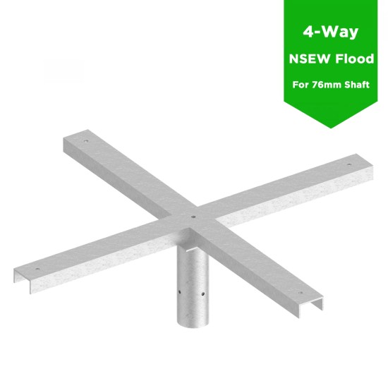 **CLEARANCE** 4-Way Flood Light Bracket - North, South, East, West for 76mm Street Lamp Post Column