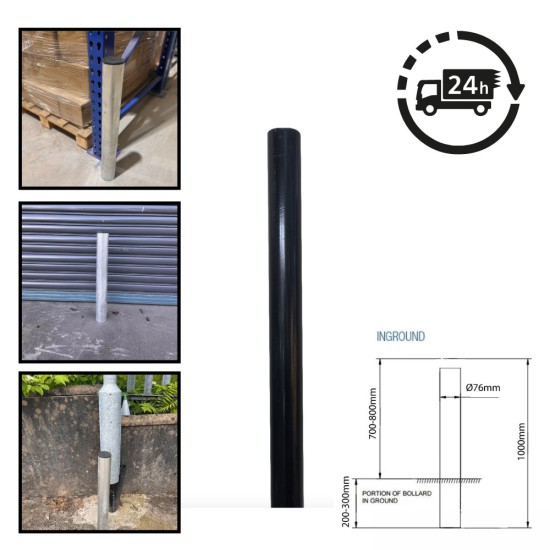 SECURITY BOLLARD / POST BARRIER PROTECTOR - IN-GROUND CONCRETE IN LAMP POST PROTECTION GALVANIZED STEEL CAR PARK ROLLER SHUTTER DOOR DRIVE