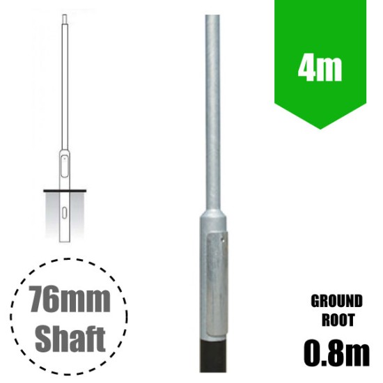 4m Lamp Post  - Steel Galvanised Street Lamp Post Root Mounted 4 Metre (4m Above Ground)