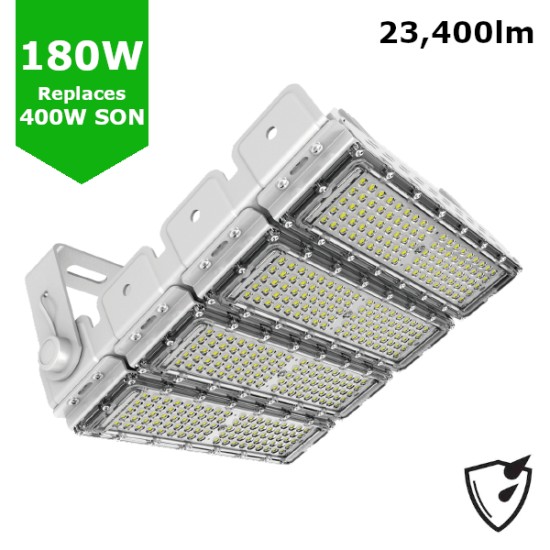 **CLEARANCE** 180W LED Flood Sports Area Light / Exterior Car Park Flood Lighting 23,400lm