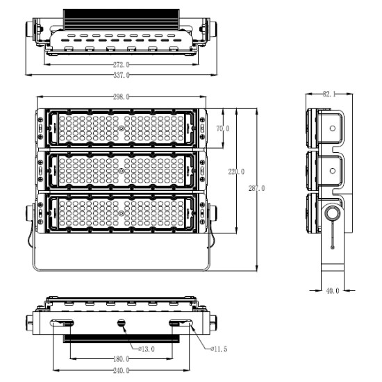 **CLEARANCE** 180W LED Flood Sports Area Light / Exterior Car Park Flood Lighting 23,400lm