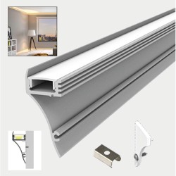LED Strip Wall Mount Cove Coving LED Profile Strip Complete Kit - Includes LED Strip Tape, LED Profile, Driver + Optional Remote Dimmer or Wall Plate Dimming Switch, 5m Cable 24V - Single Colour IP21 LED Strip Wall Mount Cove Coving LED Profile Strip Complete Kit - Includes LED Strip Tape, LED Profile, Driver + Optional Remote Dimmer or Wall Plate Dimming Switch, 5m Cable 24V - Single Colour IP21