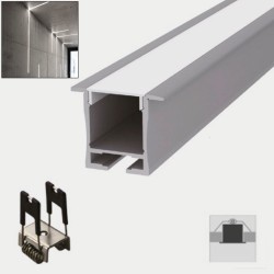 LED Strip Recessed Ceiling Wall LED Strip Tape Aluminium Channel Profile Complete Kit - Includes LED Strip Tape, LED Profile, Driver + Optional Remote Dimmer or Wall Plate Dimming Switch, 5m Cable 24V - Single Colour IP21 LED Strip Recessed Ceiling Wall LED Strip Tape Aluminium Channel Profile Complete Kit - Includes LED Strip Tape, LED Profile, Driver + Optional Remote Dimmer or Wall Plate Dimming Switch, 5m Cable 24V - Single Colour IP21