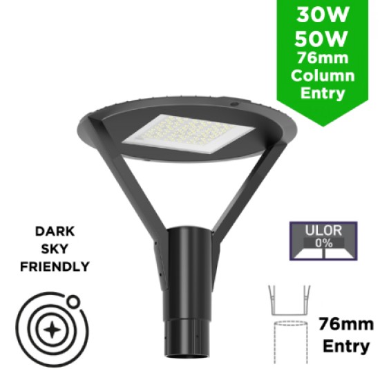LED ECO Post Top Lantern - 360 Degree Car Park / Street Light Luminaire 30W/50W - 3-7m Column Street Lighting Fixture 76mm Entry LED ECO Post Top Lantern - 360 Degree Car Park / Street Light Luminaire 30W/50W - 3-7m Column Street Lighting Fixture 76mm Entry