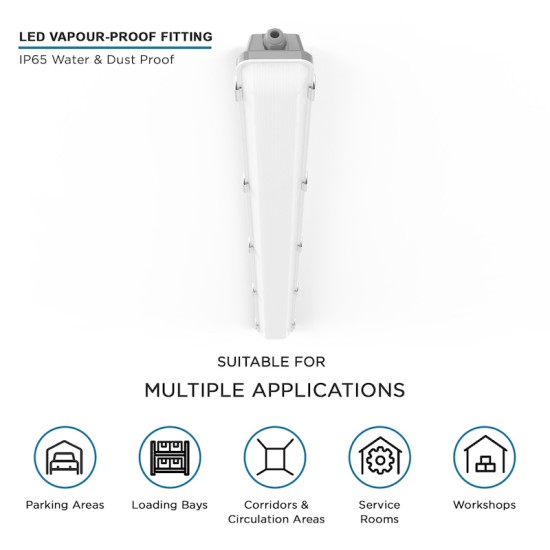 5ft LED Strip Light - 1500mm Non-corrosive IP65 Twin/150cm [1.5m] Vapour-proof / Weatherproof Batten