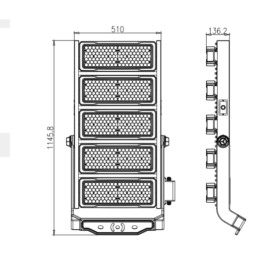 1500W Asymmetric LED Flood Sports Area Light for Tennis Court, Football, Rugby Pitch, Horse Menage, Golf, Stadium, Arena