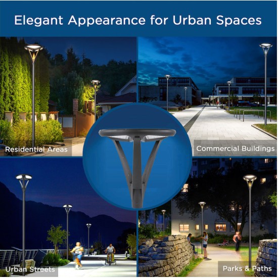 Solar PV LED Post Top Street Light Lantern - All-in-one Integrated Solar Lantern c/w Built In Integral Solar Panel & Integrated Lithium LiFEPO4 Battery