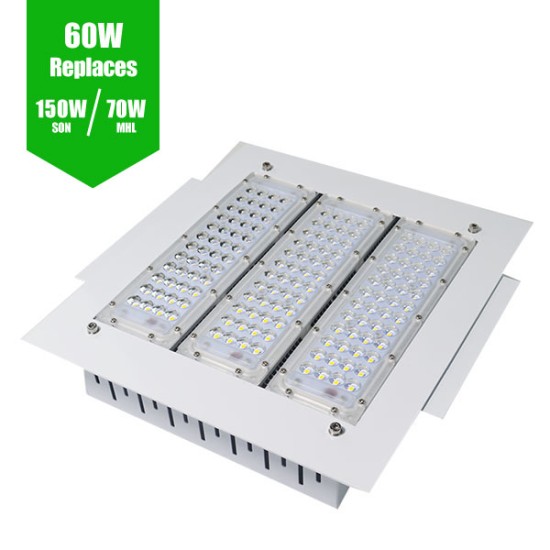 LED Recessed Canopy Light for Petrol Station Forecourt - IP65 60W / 150W SON / 70W MHL