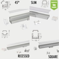 LED Strip Complete Kitchen Kit - Includes LED Strip Tape, LED Profile, Driver + Optional Remote Dimmer or Wall Plate Dimming Switch, 5m Cable 24V - Single Colour IP65