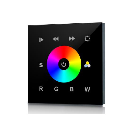 **CLEARANCE** SR-2811DMX 512 Wallplate Controller - Black Glass Front - Colour Selection Wheel with 8 built-in programs