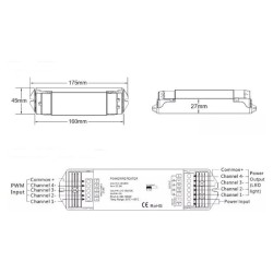 EV4 12/24V LED Data Repeater / Power Amplifier - 4 Channel / 5A per channel EV4 12/24V LED Data Repeater / Power Amplifier - 4 Channel / 5A per channel