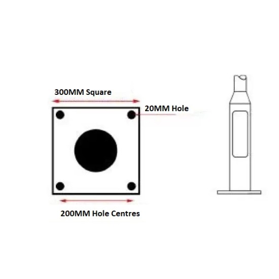 300mm Flange Plate Foundation Template (200mm hole centres) for M16 Hole - 140mm Base Lighting Column