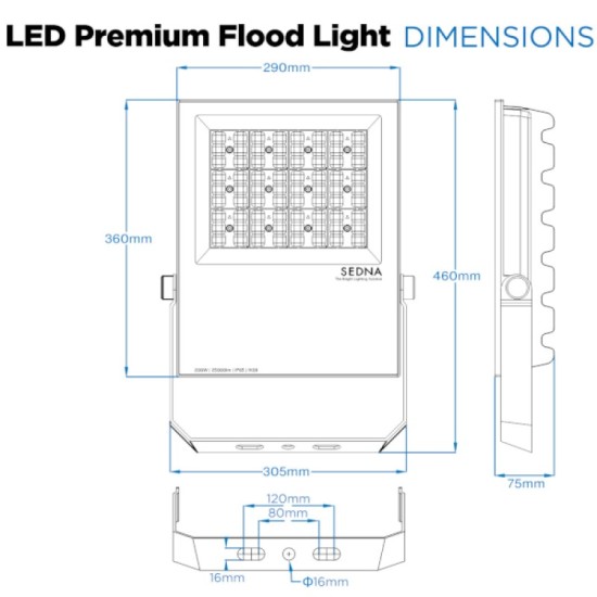 5m Lamp Post Lighting Column 200W LED Flood Light Kit c/w Fuse Cut-out and M8 Key (5m Above Ground)