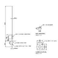 5m Flange Plated Lighting Column (Bolt Down) - Street Lamp Post Galvanised Steel (76mm Shaft/140mm Base)