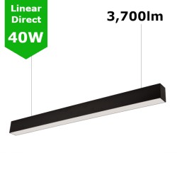 Suspended/Surface Mount Linear LED Direct Downlight Luminaire 1200mm/4ft - Black (3,700lm) 40W Flicker Free Suspended/Surface Mount Linear LED Direct Downlight Luminaire 1200mm/4ft - Black (3,700lm) 40W Flicker Free