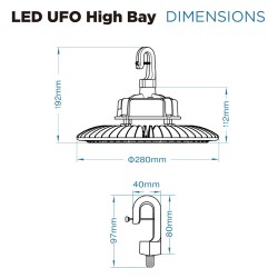 LED Eco High Bay Light 100W Low Bay (2nd Gen) - Warehouse Industrial UFO Fitting - 250W SON Replacement Flicker Free LED Eco High Bay Light 100W Low Bay (2nd Gen) - Warehouse Industrial UFO Fitting - 250W SON Replacement Flicker Free