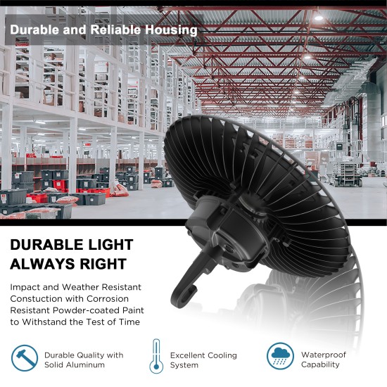 LED High Bay Light c/w PIR Motion Sensor/Detection for extra Energy Savings - Warehouse Industrial UFO Fitting 