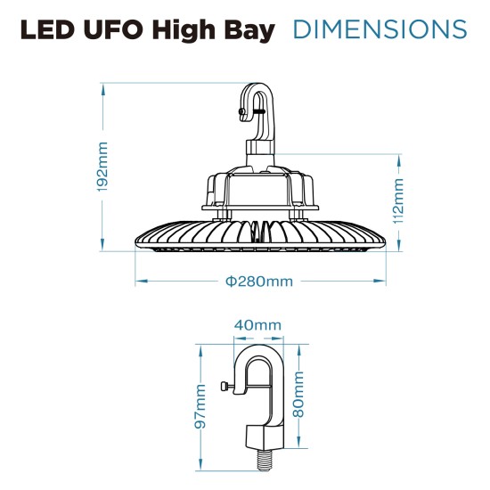 LED Eco High Bay Light 150W Low Bay (2nd Gen) - Warehouse Industrial UFO Fitting - 250W MHL Replacement Flicker Free