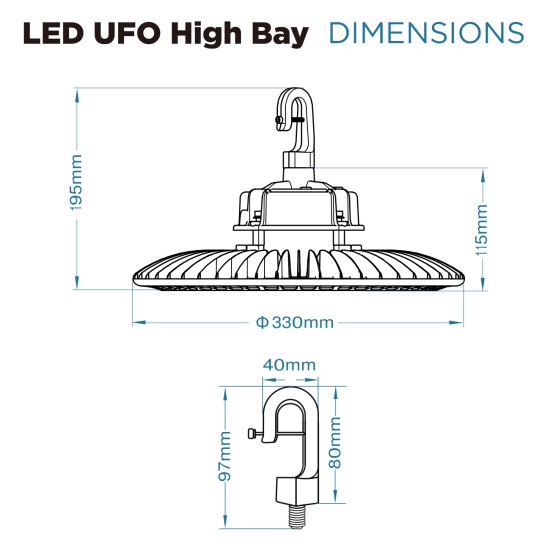 LED Eco High Bay Light 200W Low Bay (2nd Gen) - Warehouse Industrial UFO Fitting - 400W SON Replacement Flicker Free