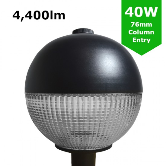 LED Globe Post Top Lantern - IP65/IK08 Car Park / Street Light Luminaire 40W - 3-8m Column Street Lighting Fixture
