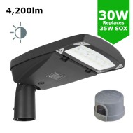 LED Premium Street Light 30w c/w Photocell NEMA Dusk til Dawn Sensor Flicker Free