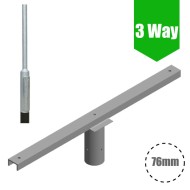 3-way Triple Flood Light Bracket for Lamp Post/Lighting Column -  T-Bar for 76mm Lighting Pole