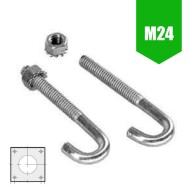 M24 Foundation Anchor J Bolt Set for Flange Plated Column (8m-10m / 168mm Base)