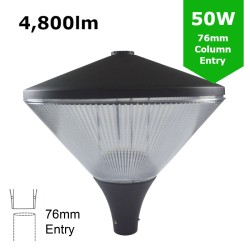 LED Post Top Lantern - 360 Degree Car Park / Street Light Luminaire 50W - 3-7m Column Street Lighting Fixture 76mm Entry LED Post Top Lantern - 360 Degree Car Park / Street Light Luminaire 50W - 3-7m Column Street Lighting Fixture 76mm Entry