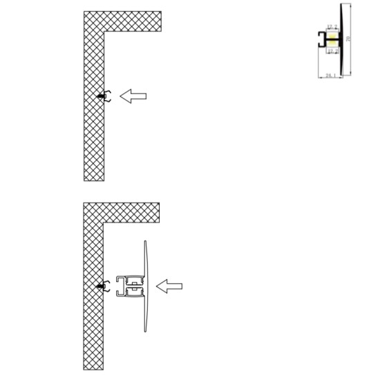 LED Profile Wall Mount Up & Down for LED Strip- Wall Mount Aluminium LED Channel c/w  Diffuser + End Caps 