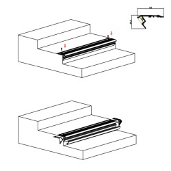 LED Profile Step Extrusion / Stair Nosing (Downlight) for LED Strip -  Aluminium LED Channel c/w  Clip-in Diffuser + End Caps  LED Profile Step Extrusion / Stair Nosing (Downlight) for LED Strip -  Aluminium LED Channel c/w  Clip-in Diffuser + End Caps