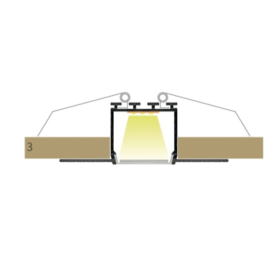 LED Profile Plaster-in Recessed Extrusion for LED Strip - Aluminium LED Channel c/w Clip-in Diffuser + End Caps