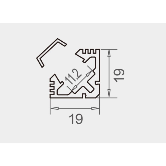 LED Profile - 45˚CORNER / Aluminium Profile for LED Strip series - 1m/2m/2.5m length c/w LED Strip Diffuser