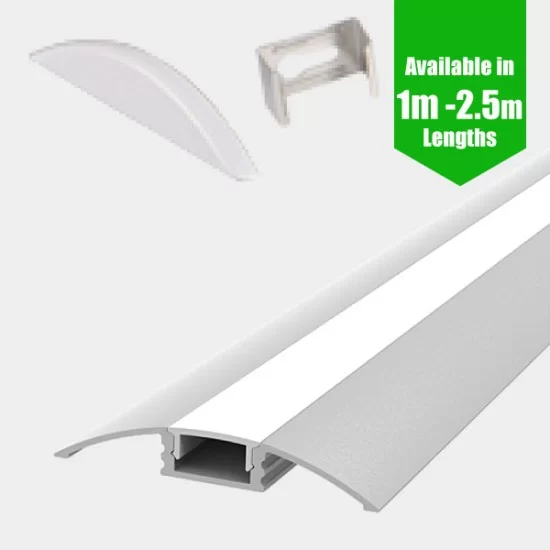 2m Long Surface Mounted Aluminium LED Profile With Cover & End
